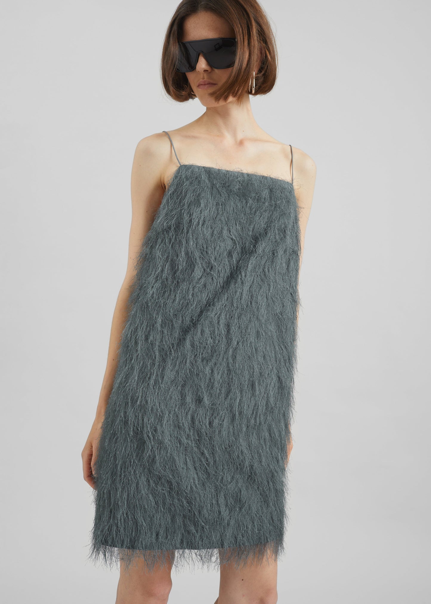 Biarritz Fringed Mini Dress - Storm Grey