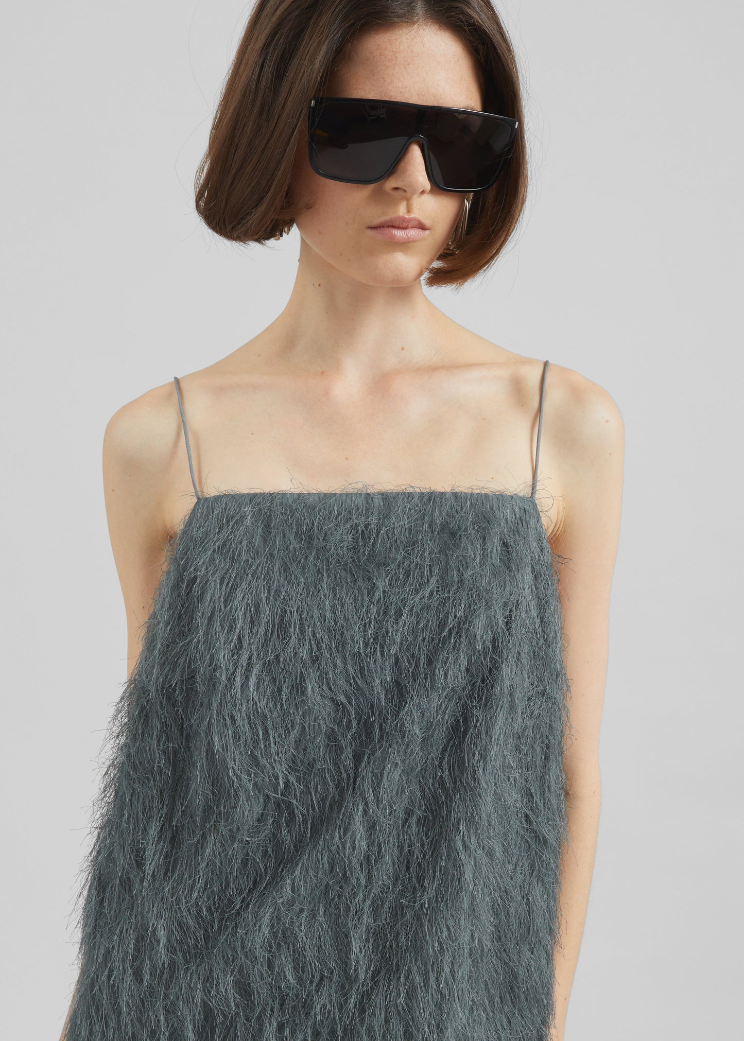 Biarritz Fringed Mini Dress - Storm Grey
