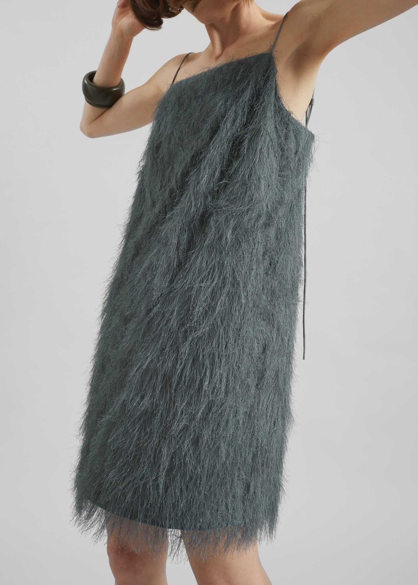 Biarritz Fringed Mini Dress - Storm Grey