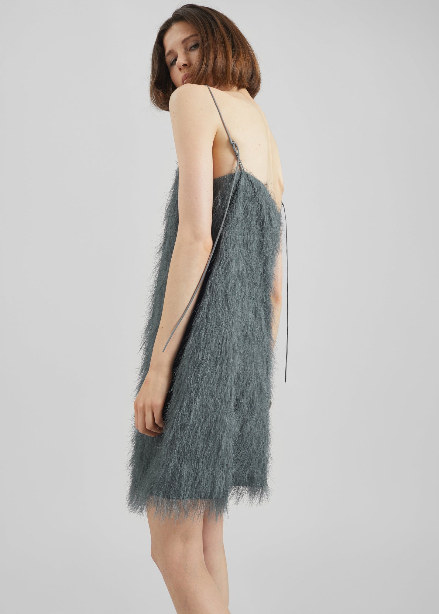 Biarritz Fringed Mini Dress - Storm Grey