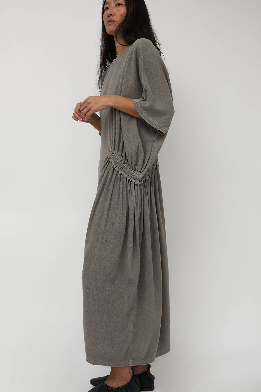 Black Crane Greek Dress in Dark Stone