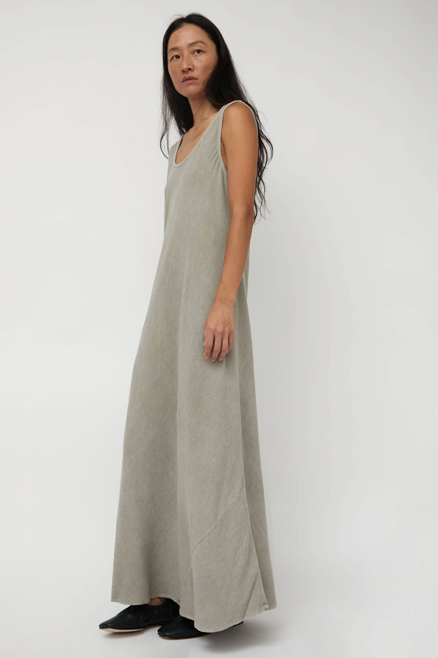 Black Crane Maxi Dress in Limestone