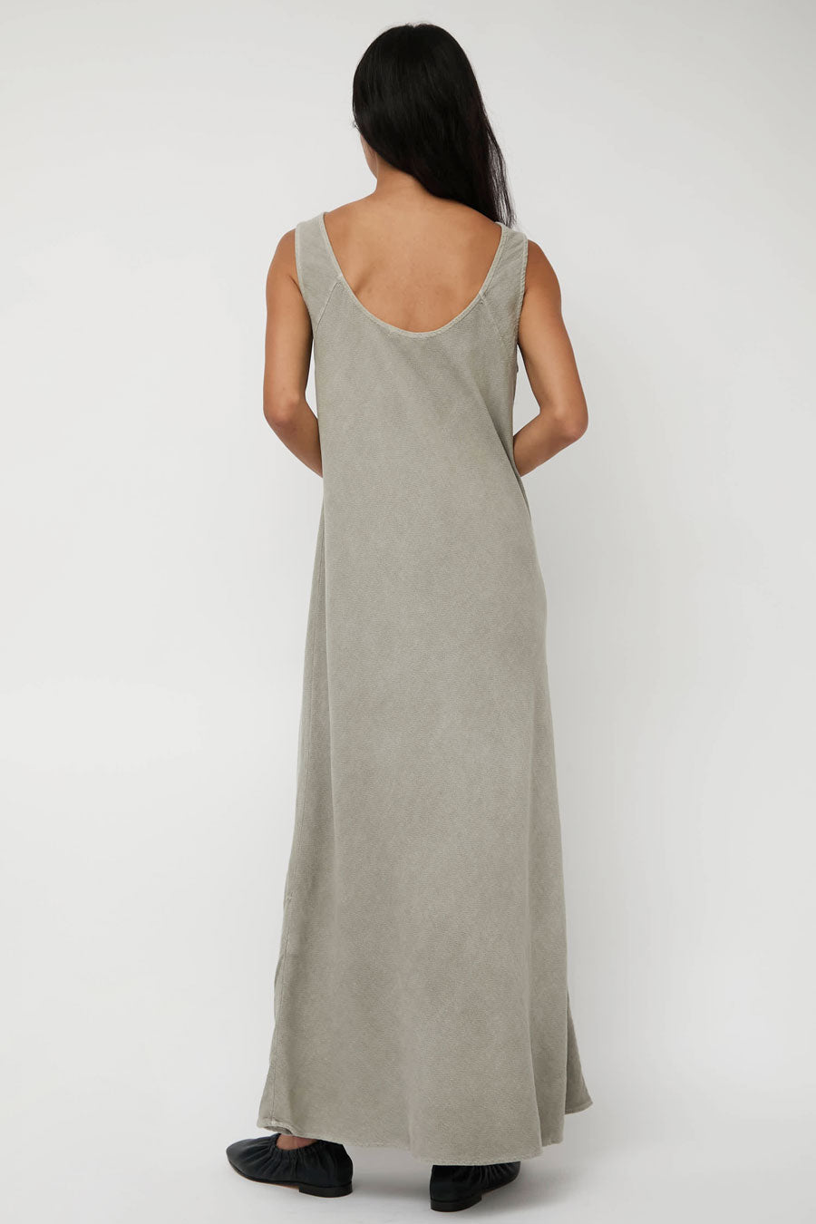 Black Crane Maxi Dress in Limestone