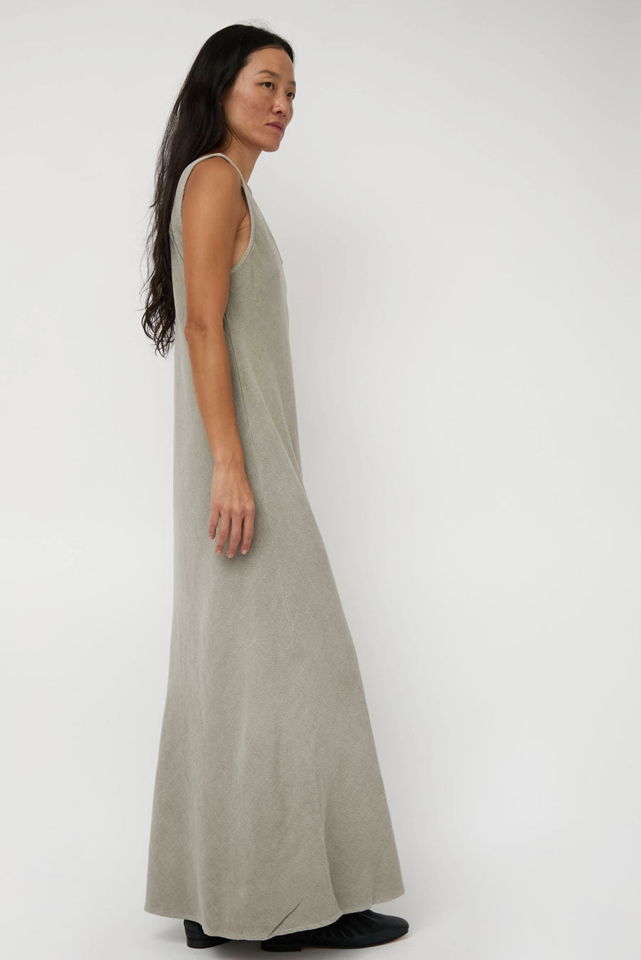 Black Crane Maxi Dress in Limestone