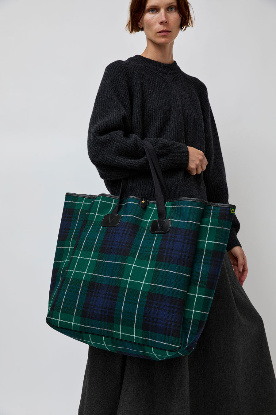 Brady Large Carryall in Green Tartan Wool