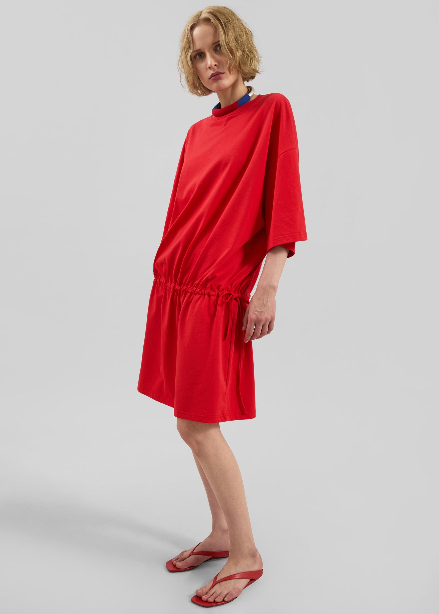Calitri Drop Waist T-Shirt Dress - Red