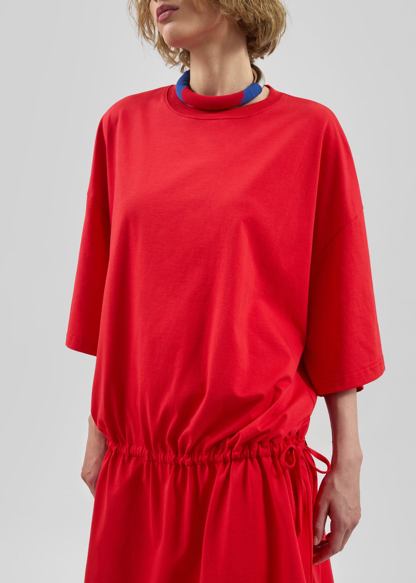 Calitri Drop Waist T-Shirt Dress - Red