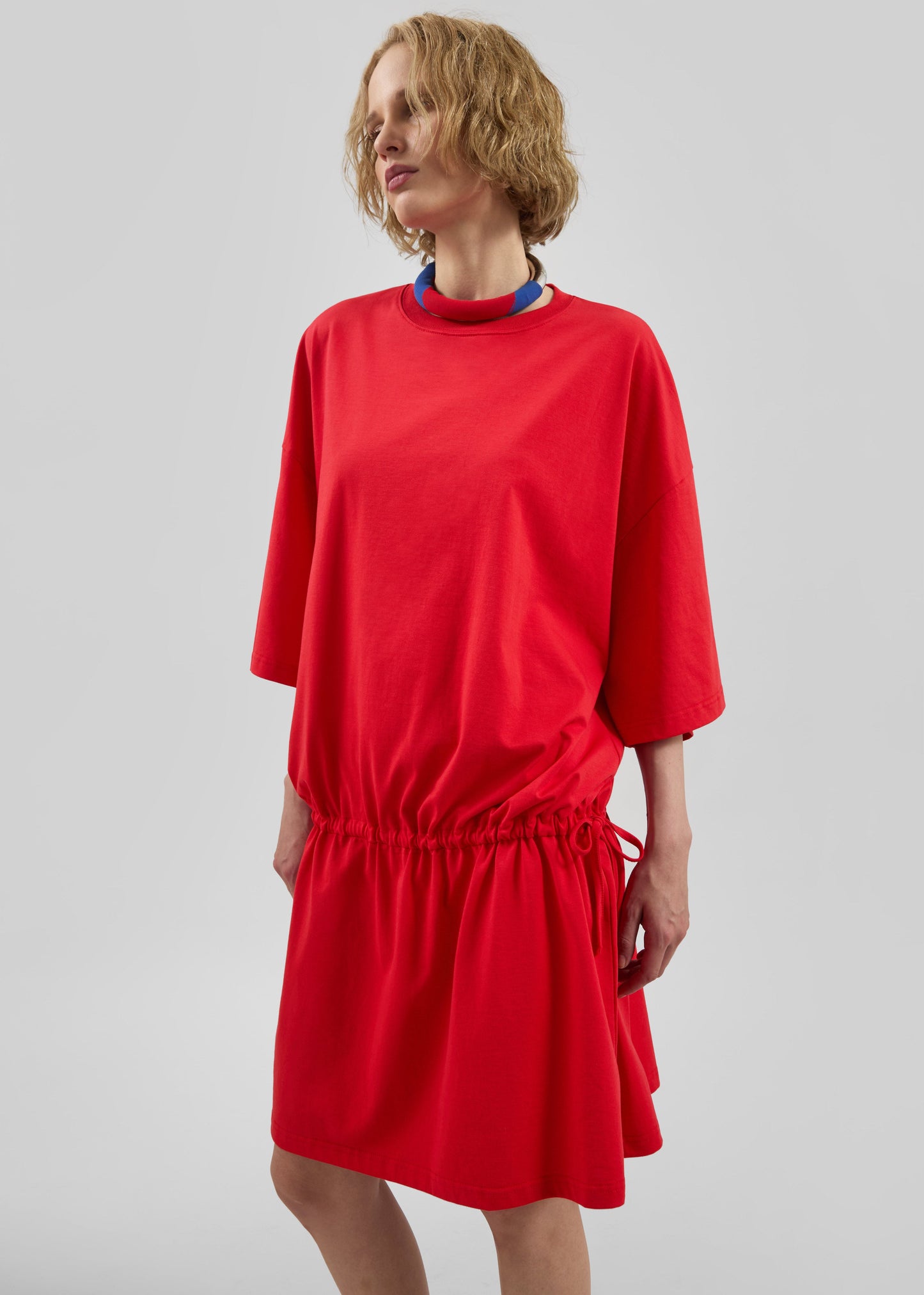 Calitri Drop Waist T-Shirt Dress - Red