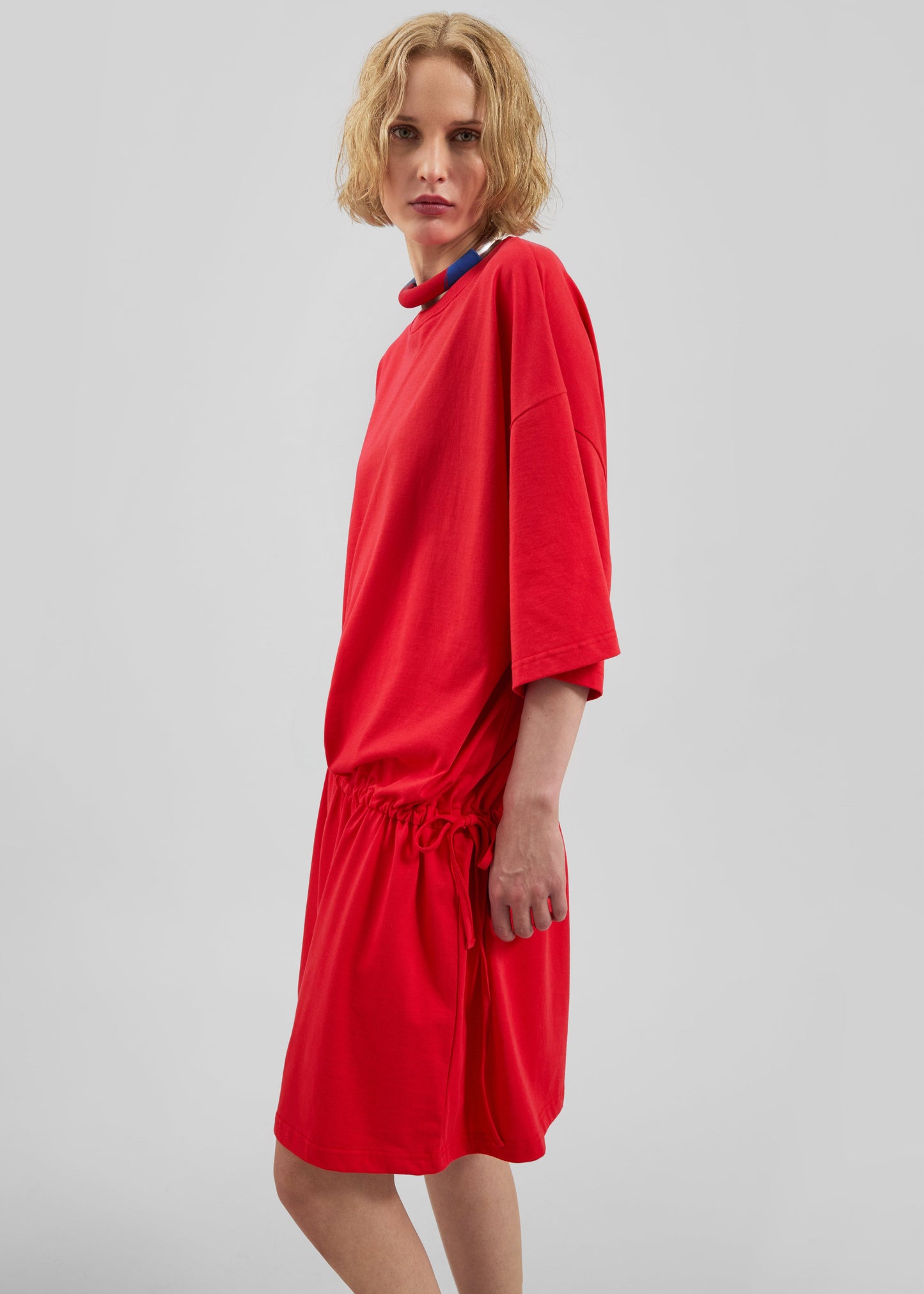 Calitri Drop Waist T-Shirt Dress - Red