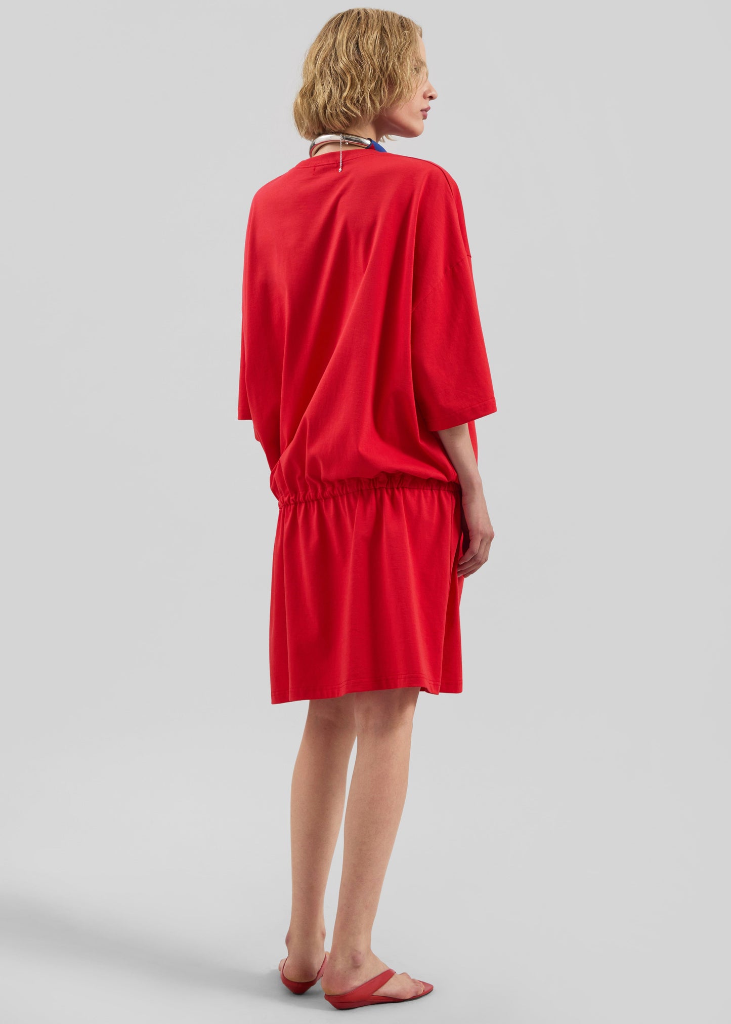 Calitri Drop Waist T-Shirt Dress - Red