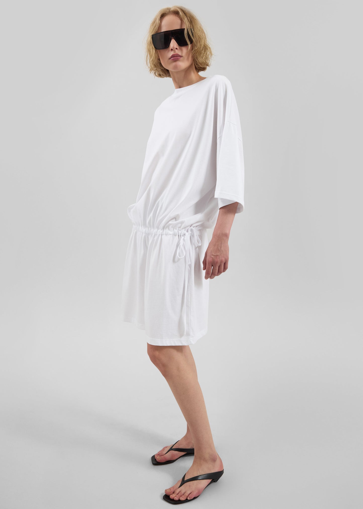 Calitri Drop Waist T-Shirt Dress - White