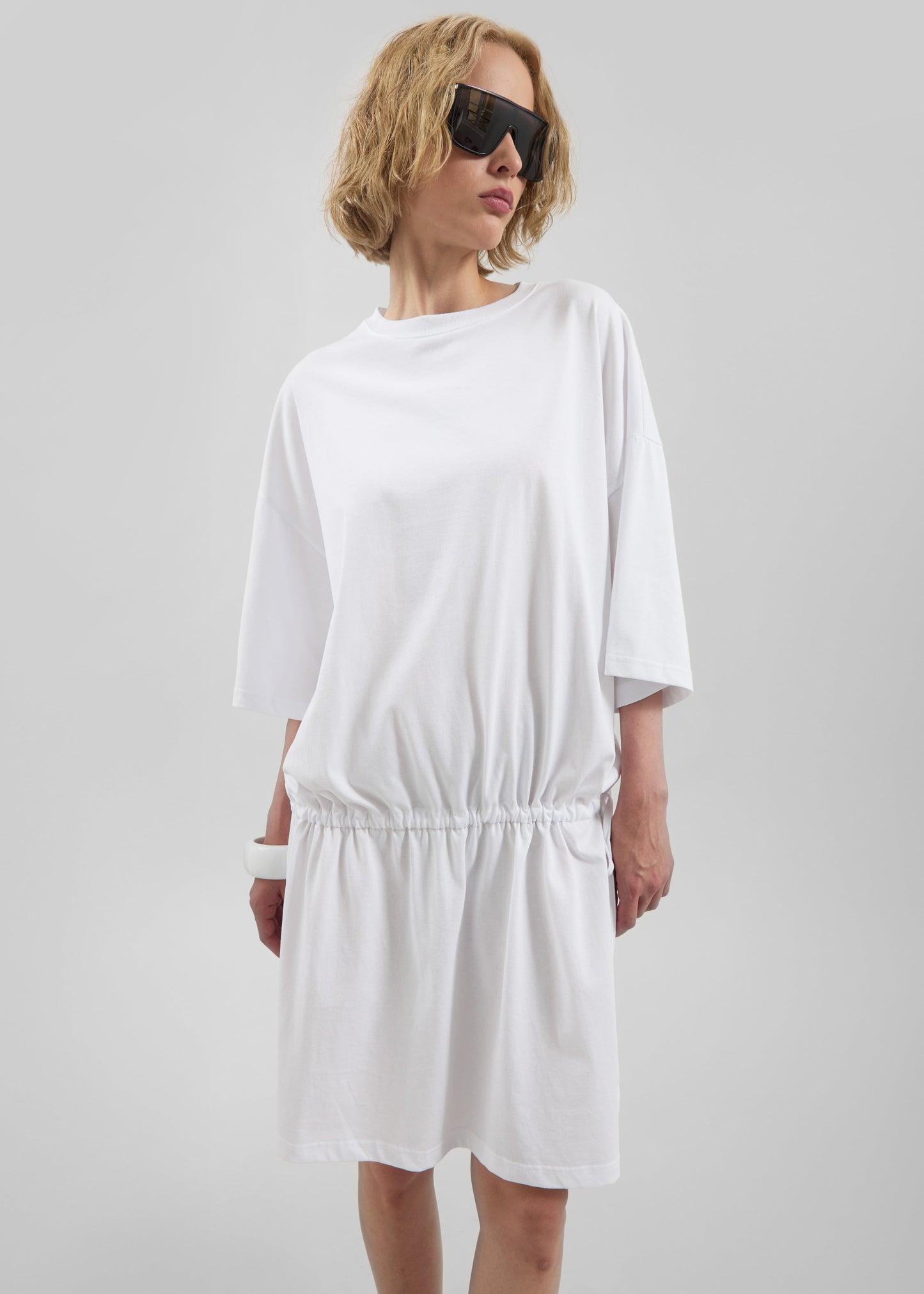 Calitri Drop Waist T-Shirt Dress - White
