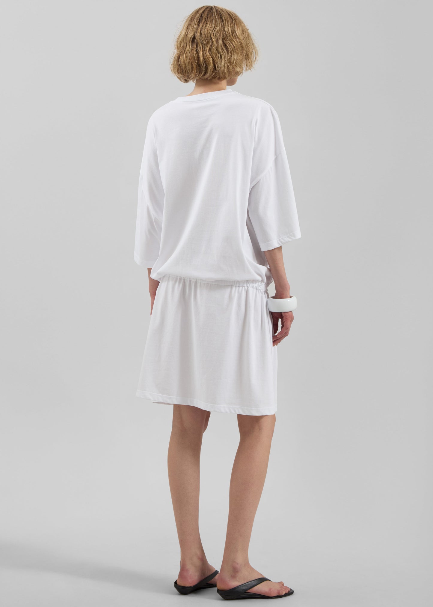 Calitri Drop Waist T-Shirt Dress - White