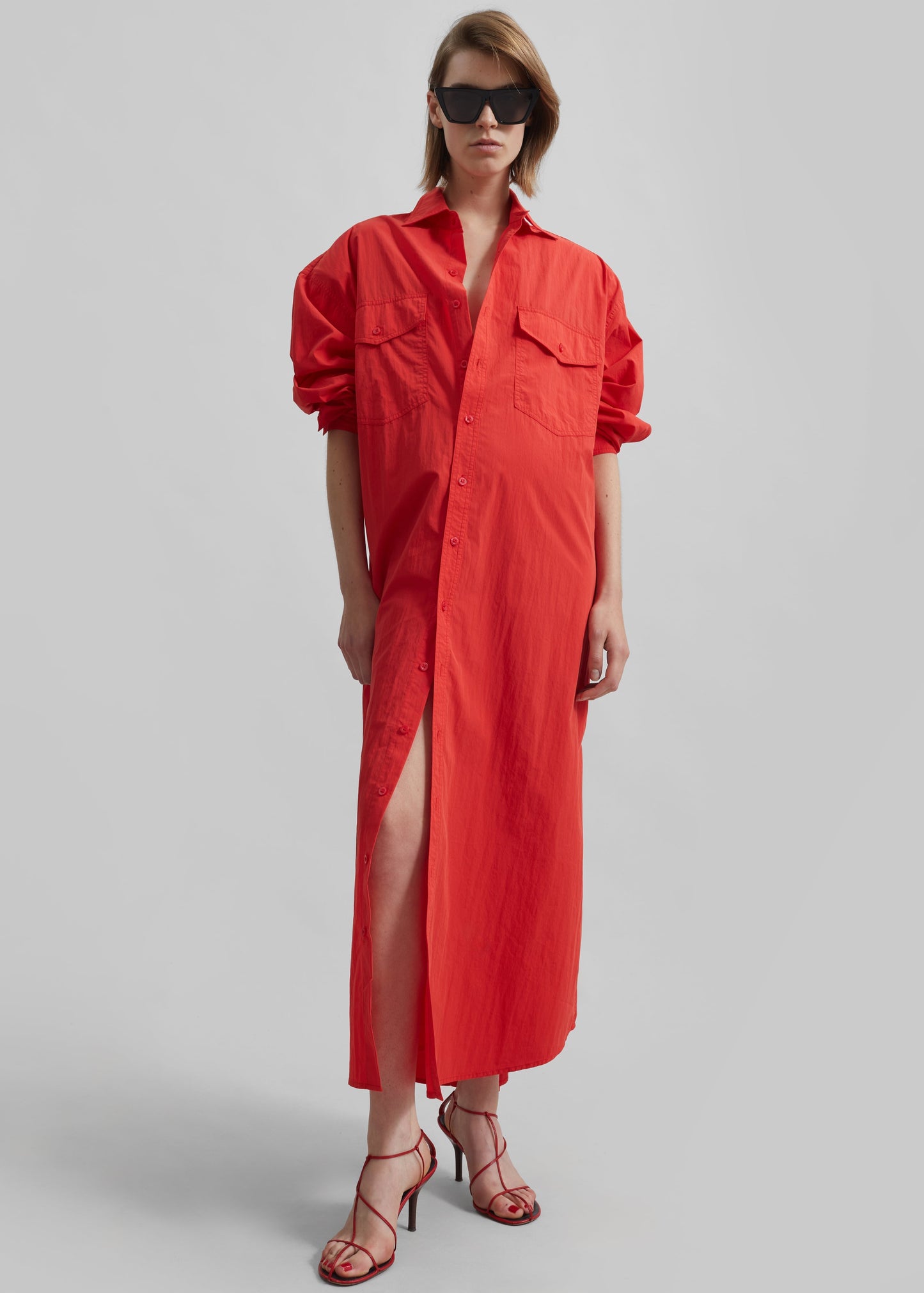 Calren Shirt Dress - Red