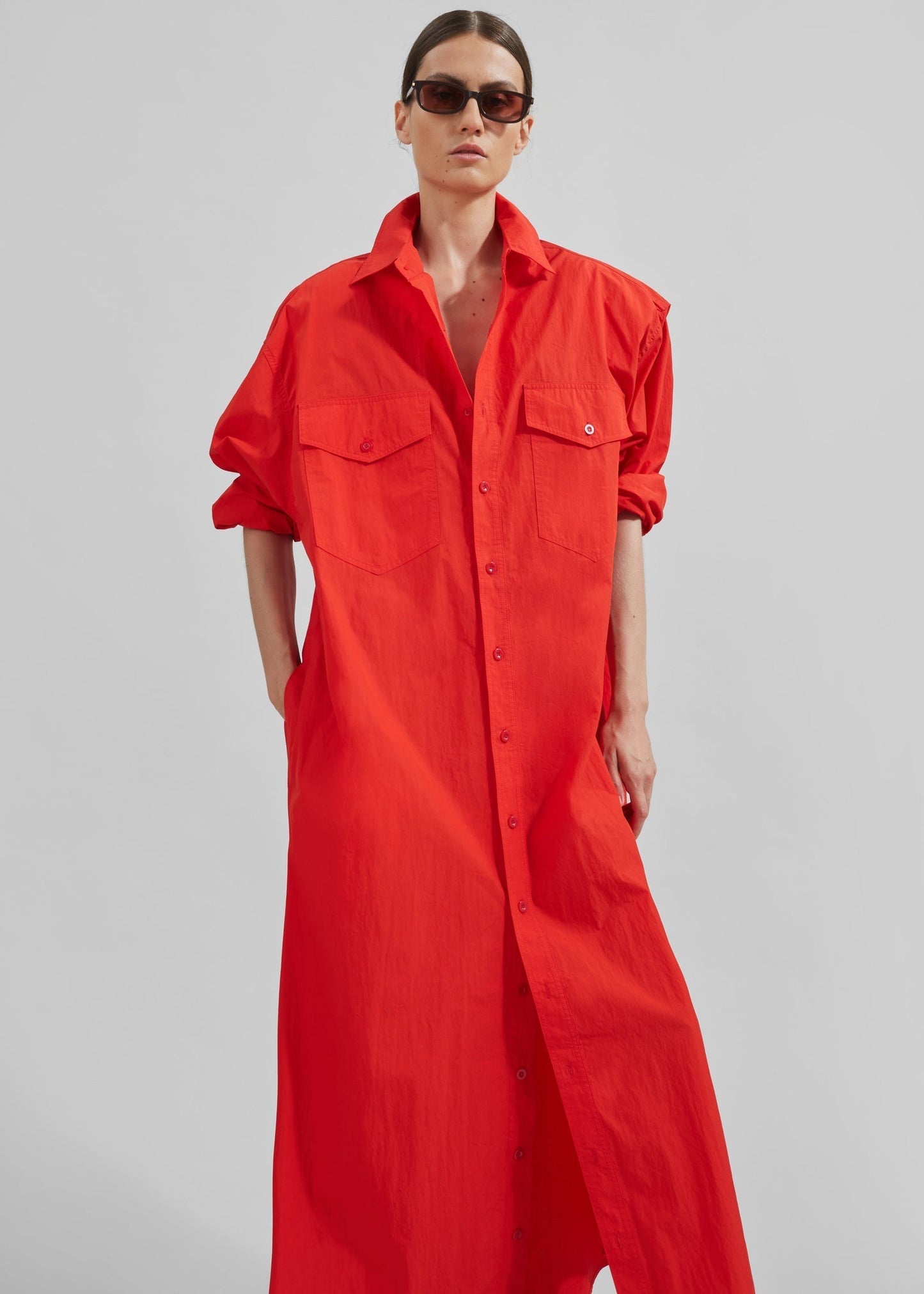 Calren Shirt Dress - Red