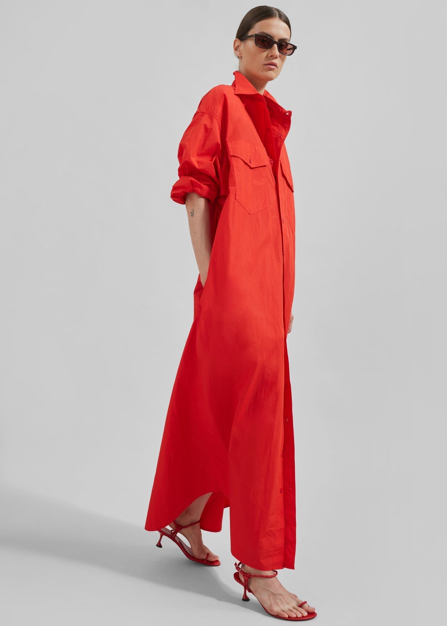 Calren Shirt Dress - Red