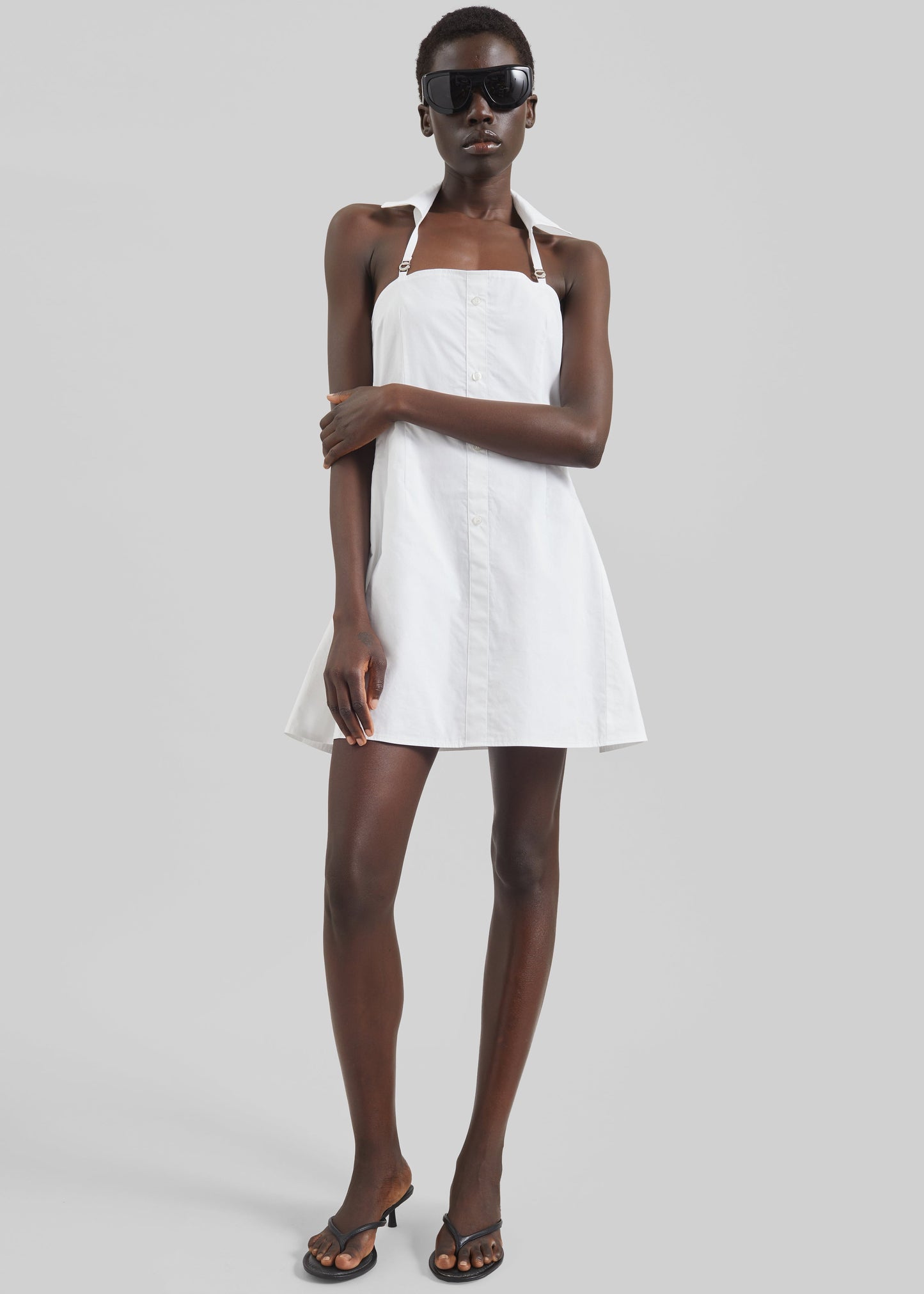 Coperni Collared Babydoll Dress - White