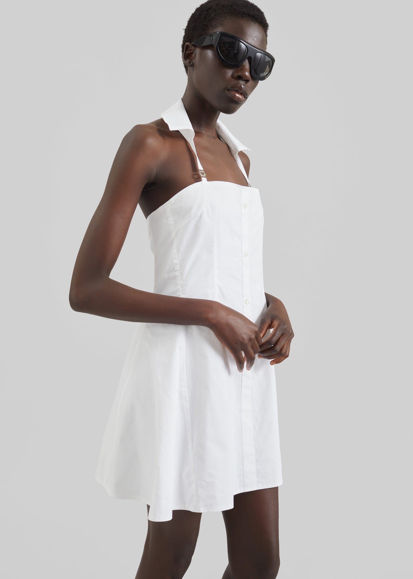 Coperni Collared Babydoll Dress - White