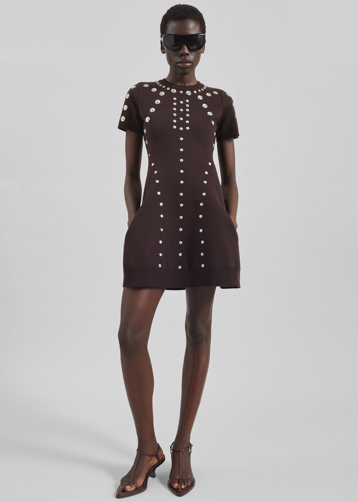 Coperni Snap Babydoll Dress - Brown
