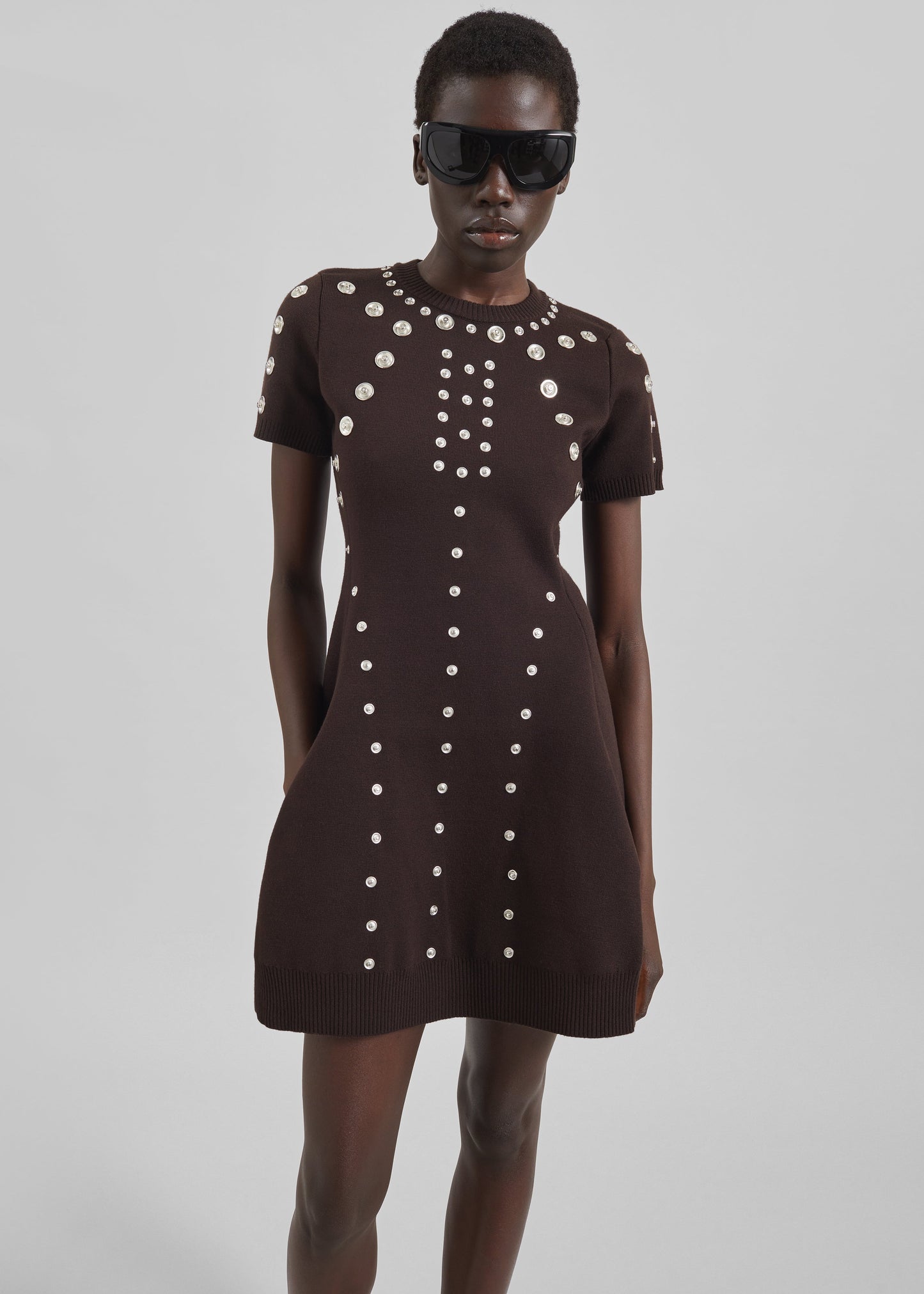 Coperni Snap Babydoll Dress - Brown
