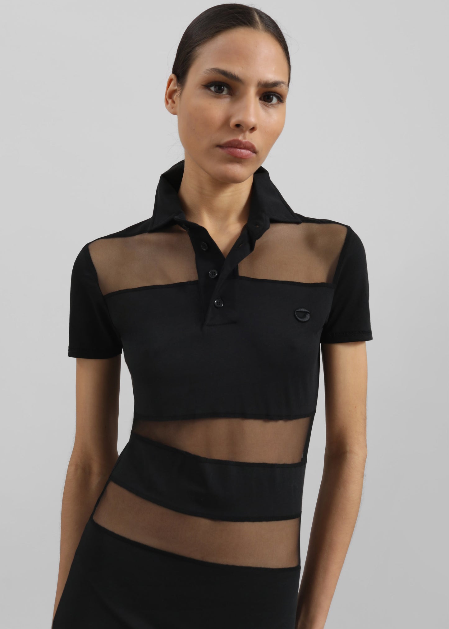 Coperni Striped Sheer Polo Dress - Black