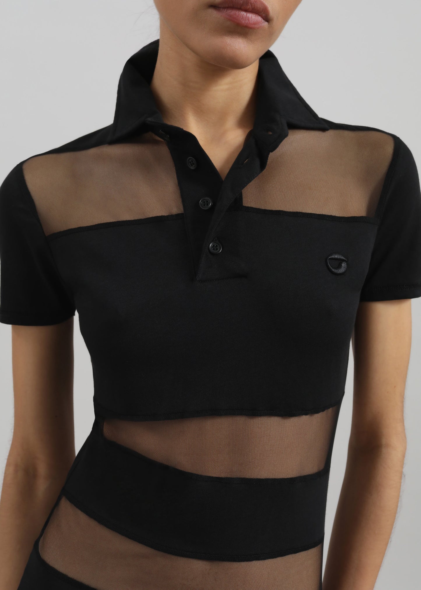 Coperni Striped Sheer Polo Dress - Black