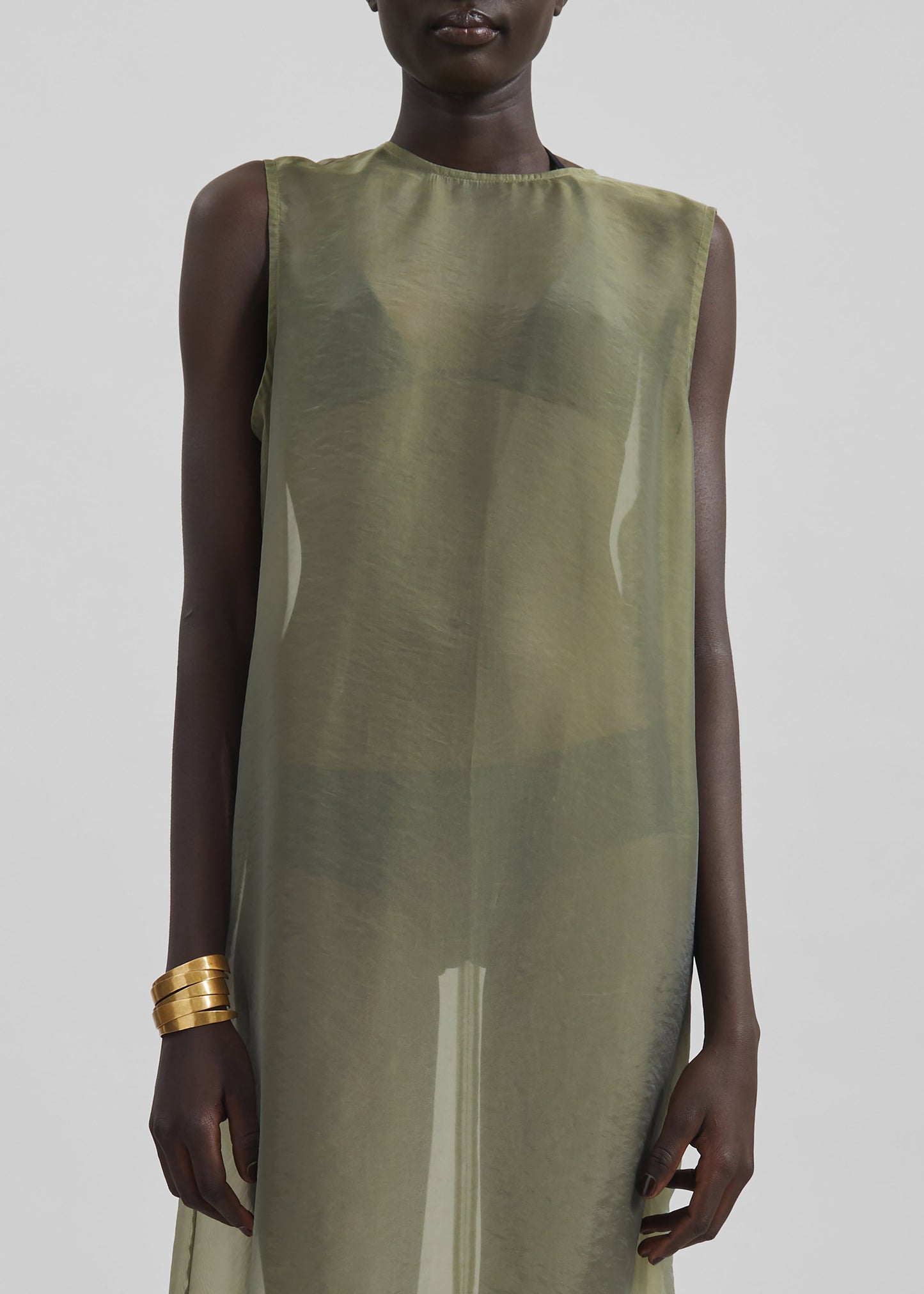 Corindi Sheer Organza Dress - Olive