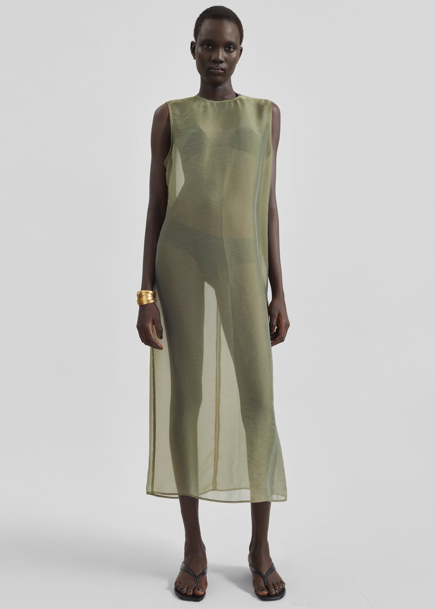 Corindi Sheer Organza Dress - Olive