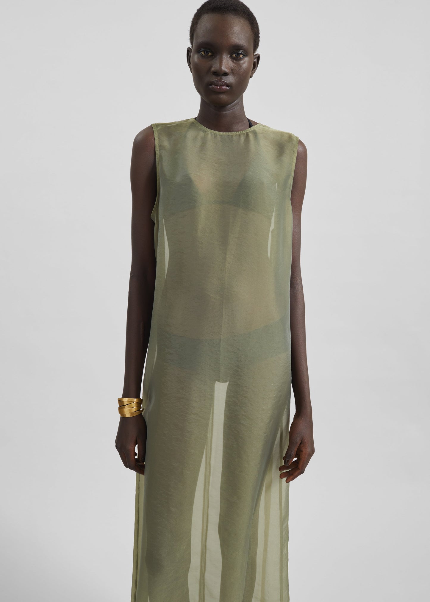 Corindi Sheer Organza Dress - Olive