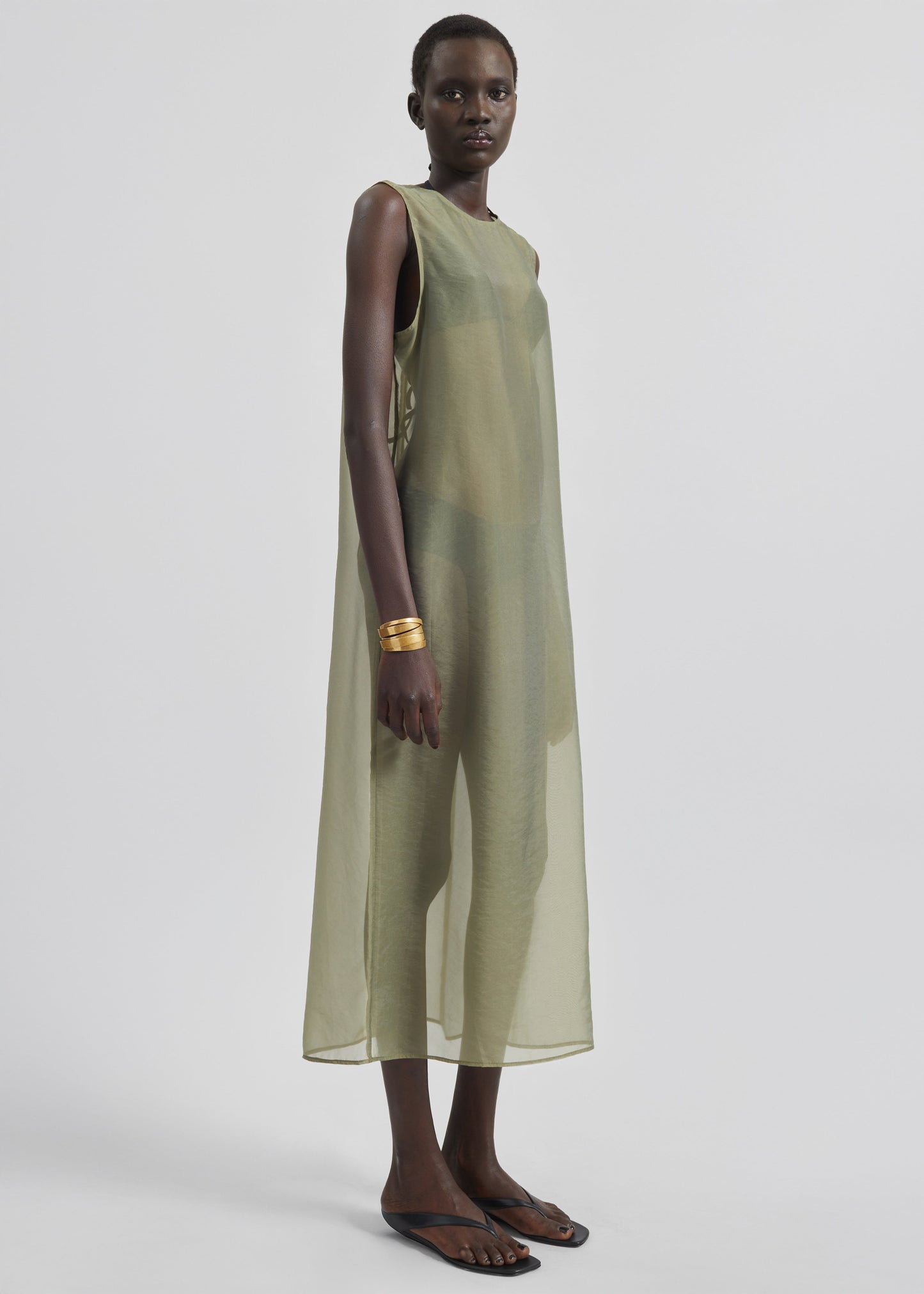 Corindi Sheer Organza Dress - Olive