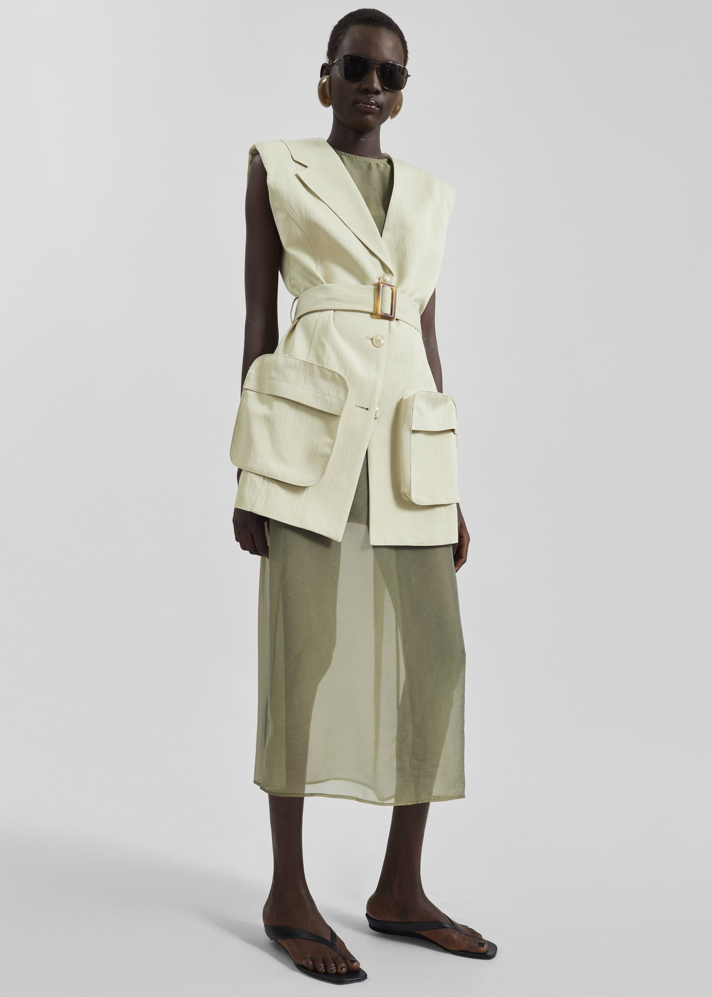 Corindi Sheer Organza Dress - Olive