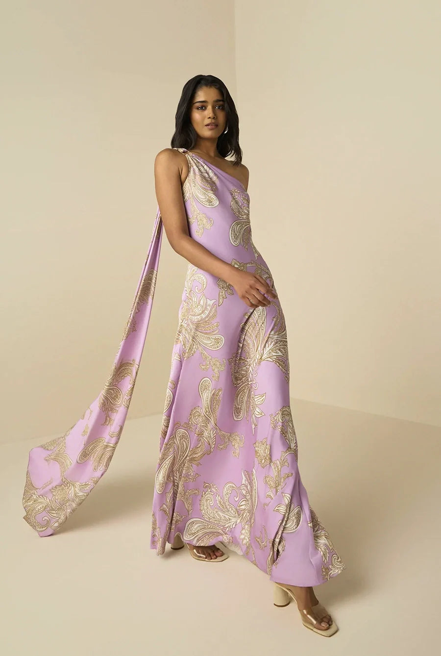 Hemant & Nandita Jiah One Shoulder Long Dress