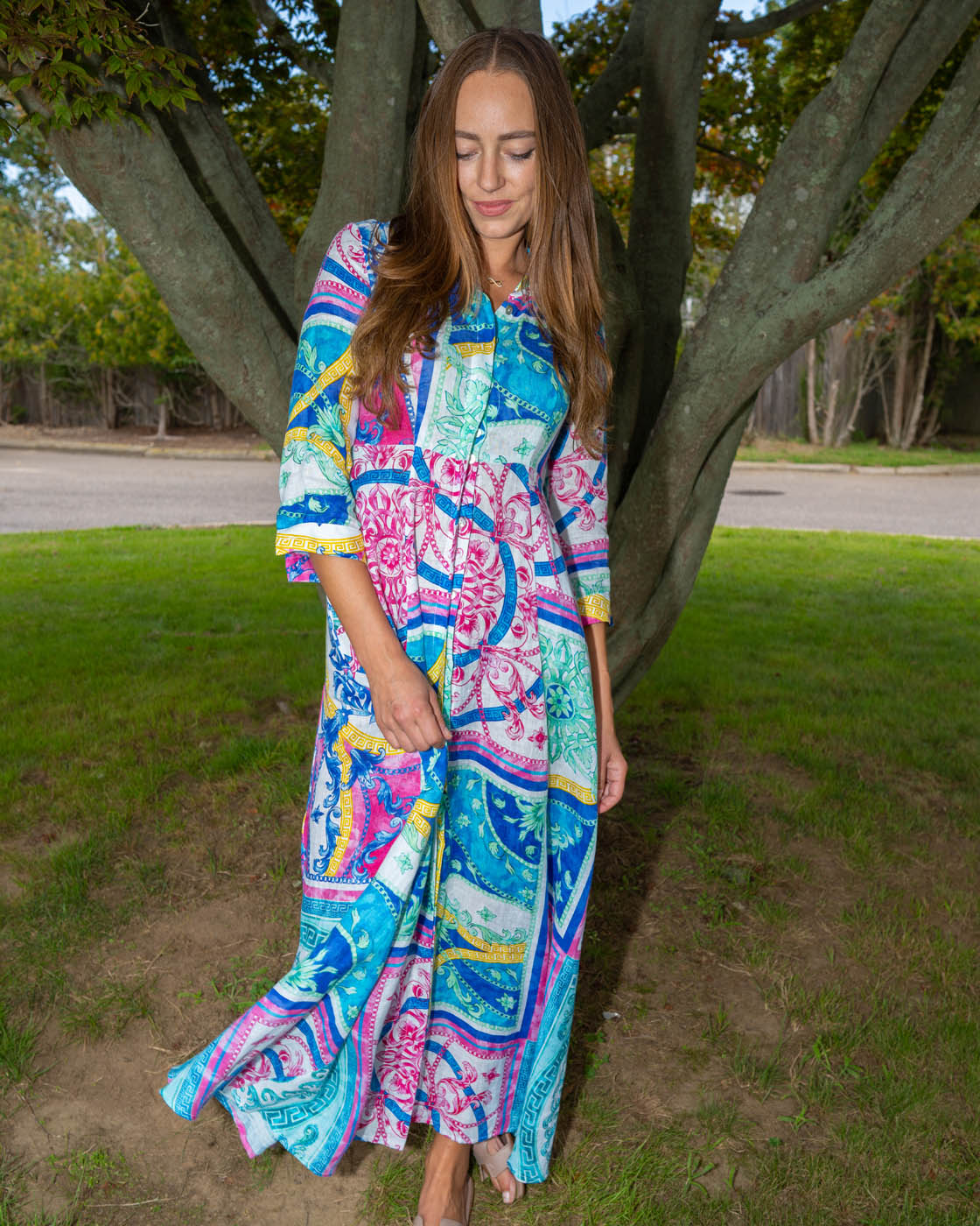 Shirt Dress New Linen Printed