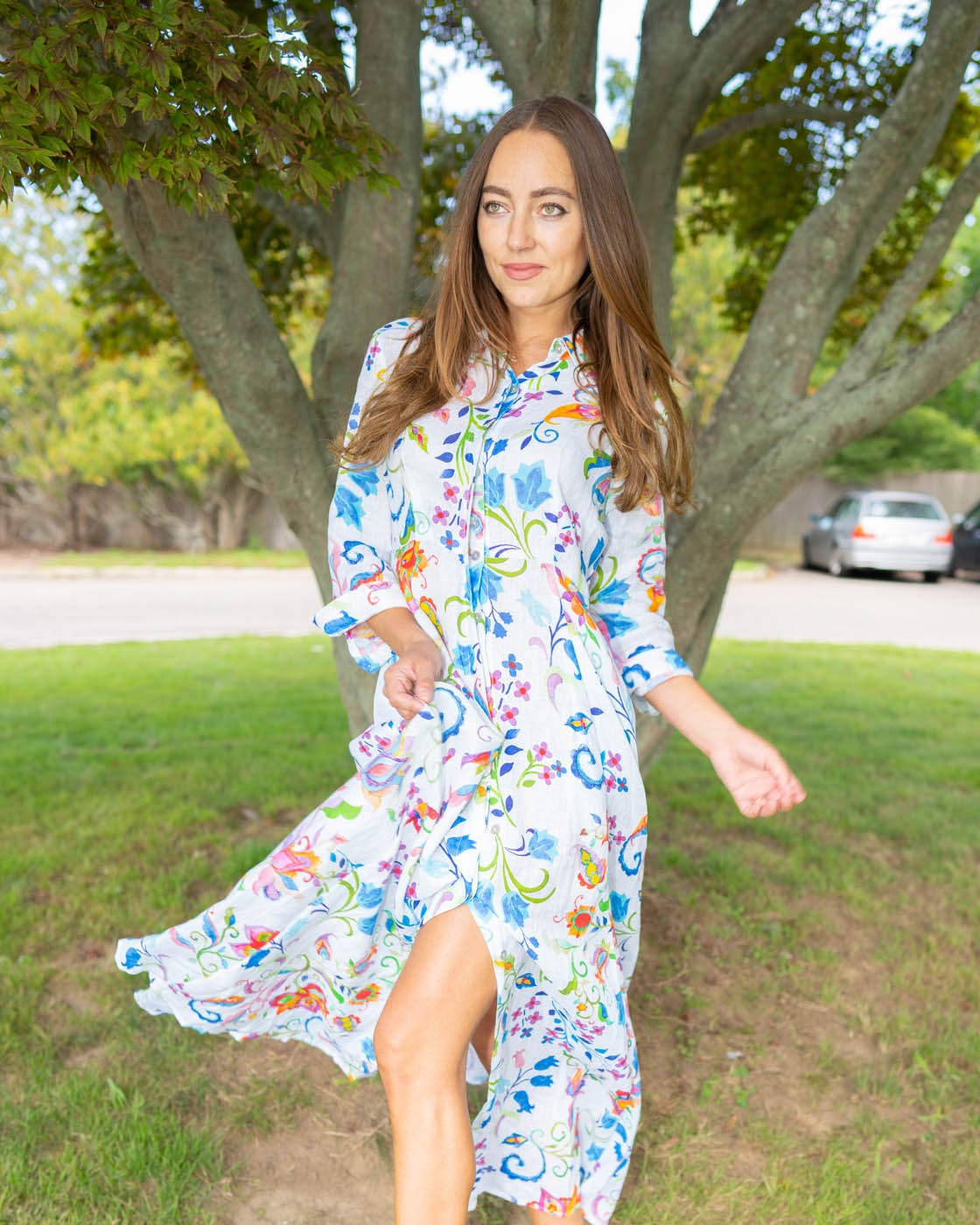 Shirt Dress New Linen Printed
