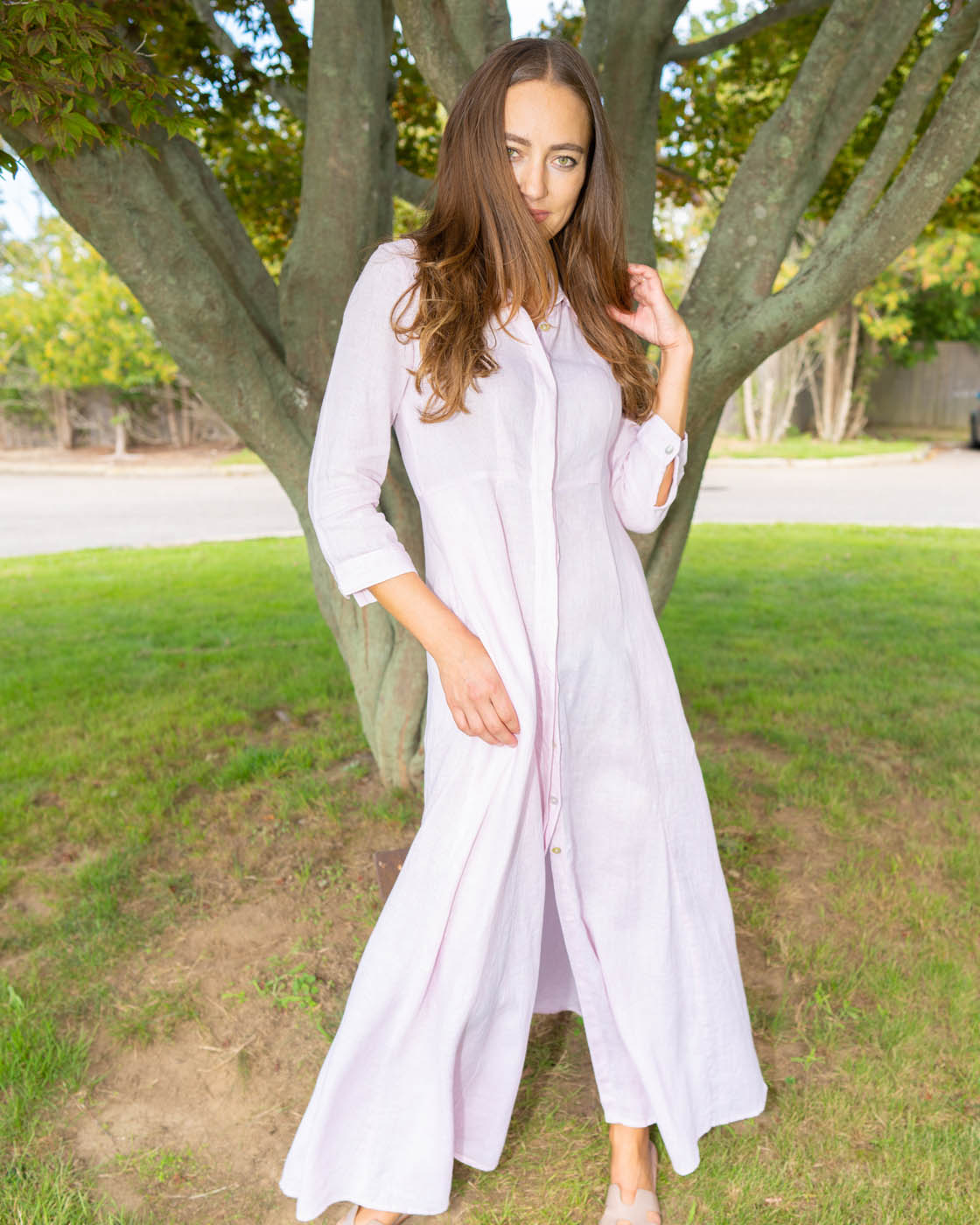Shirt Dress New Linen Printed