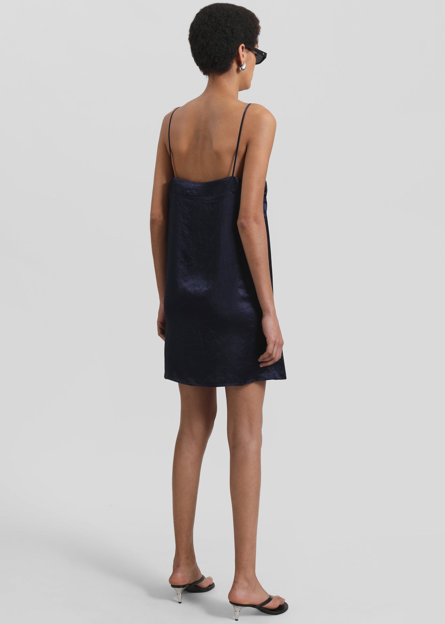Elma Satin Mini Dress - Navy