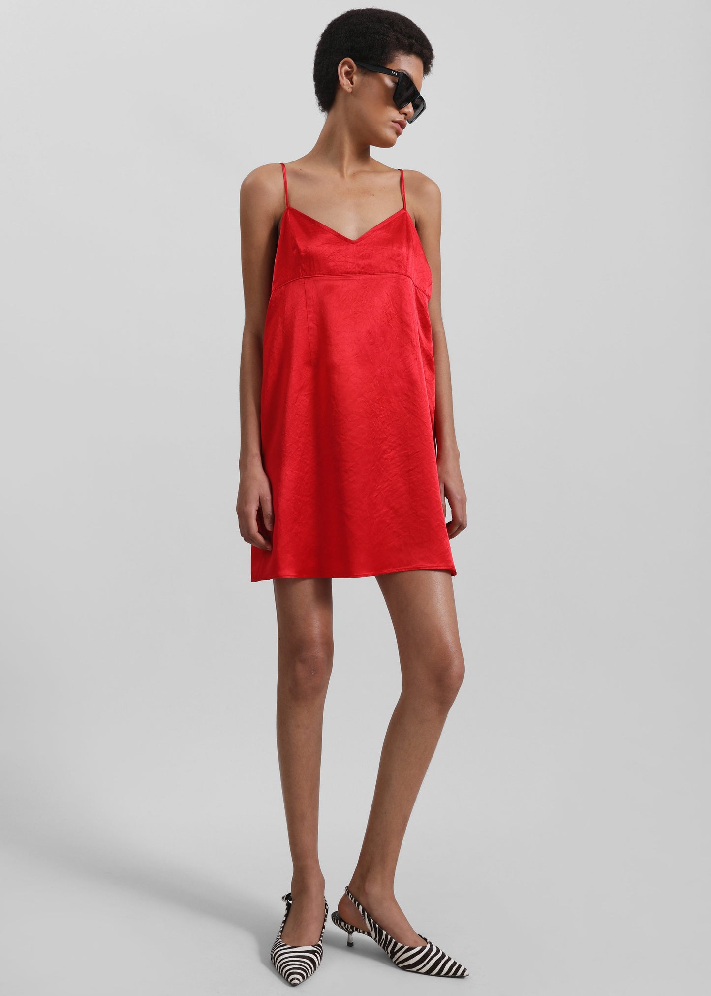 Elma Satin Mini Dress - Red