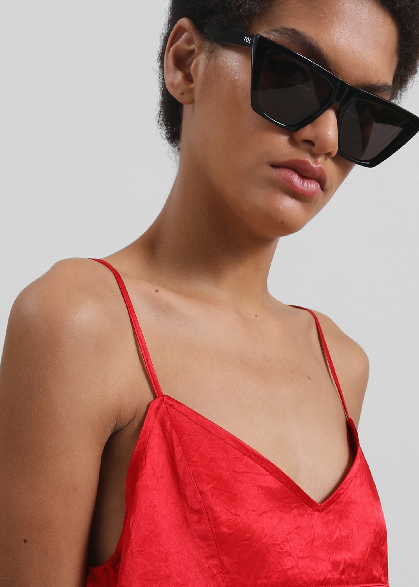 Elma Satin Mini Dress - Red