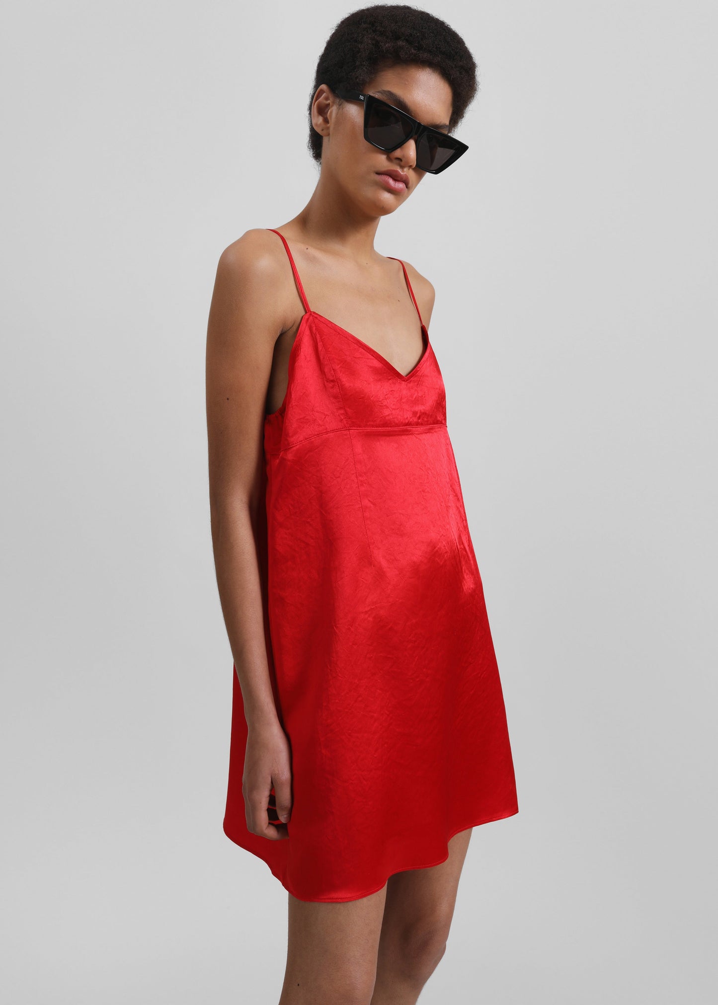 Elma Satin Mini Dress - Red