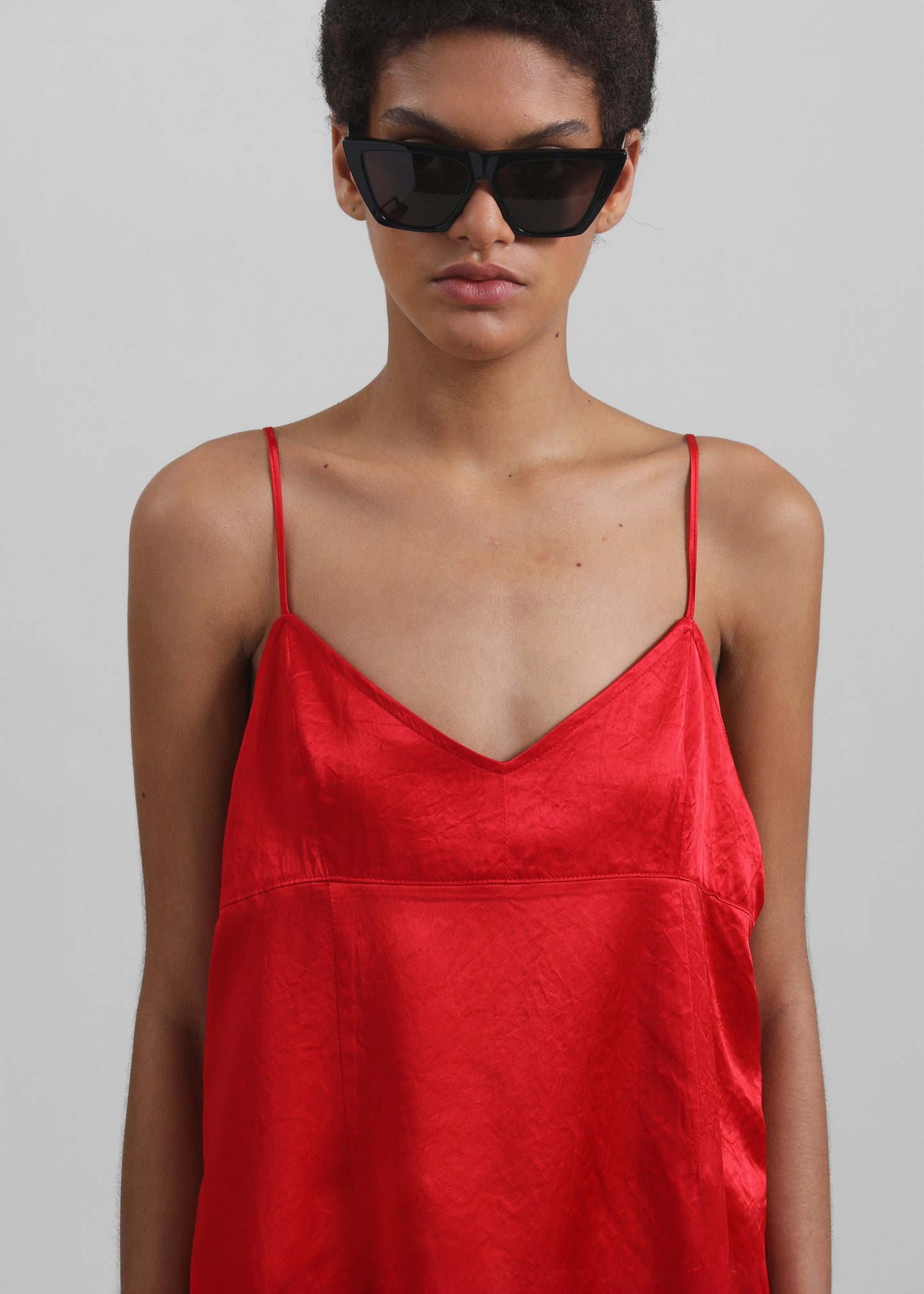 Elma Satin Mini Dress - Red