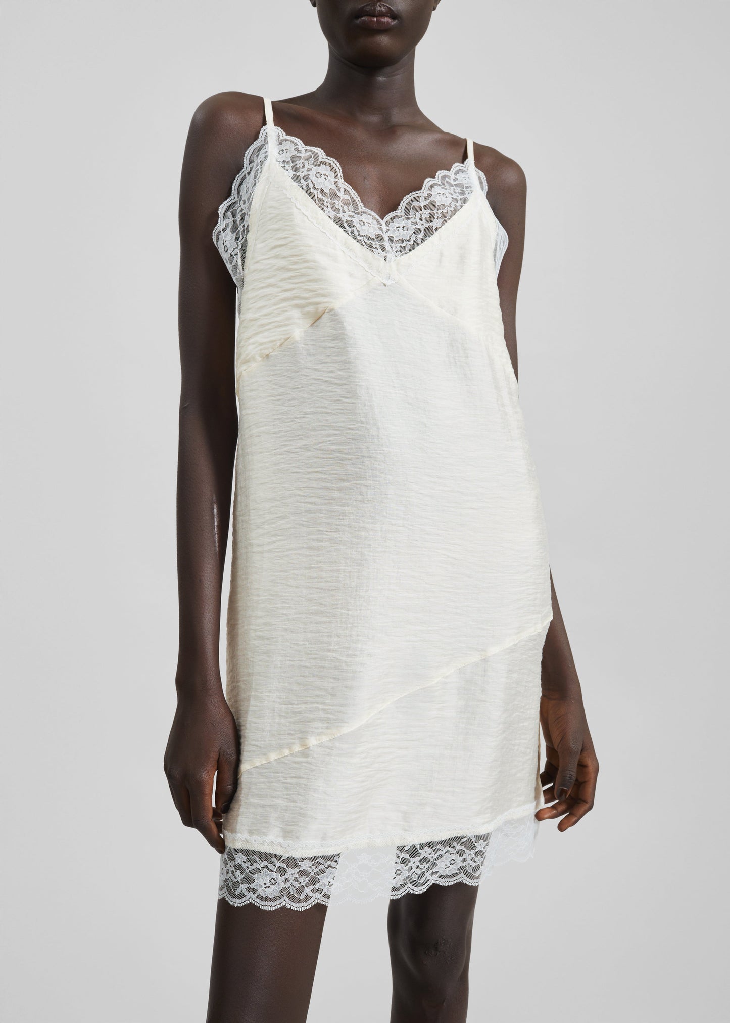 Elvina Lace Trim Slip Dress - Cream