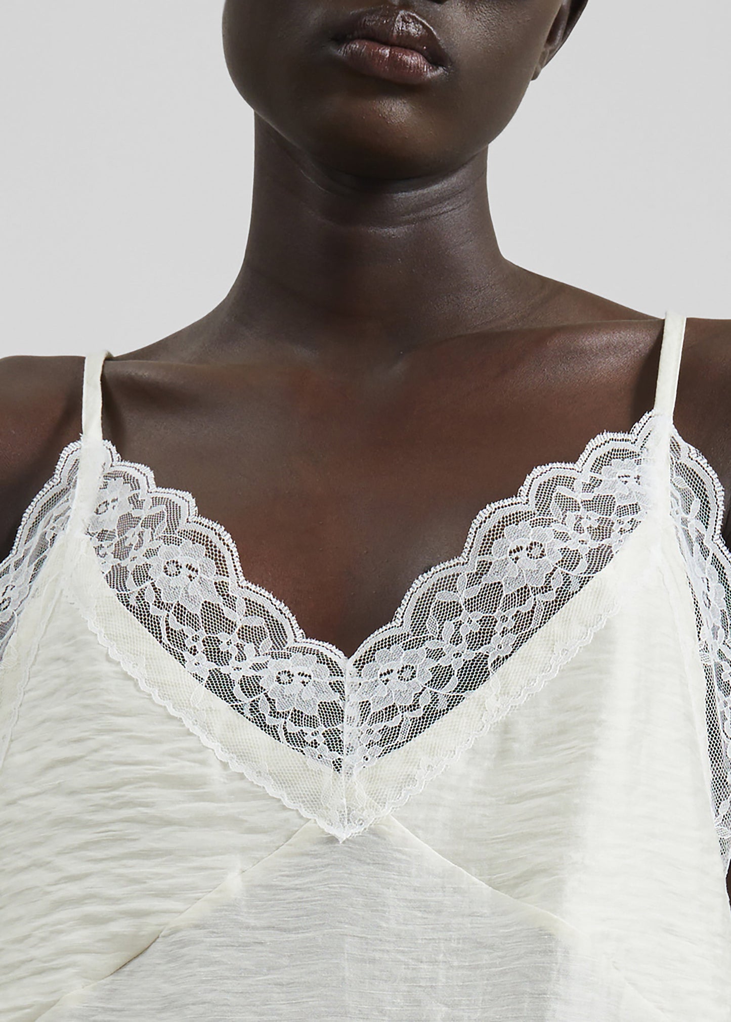 Elvina Lace Trim Slip Dress - Cream