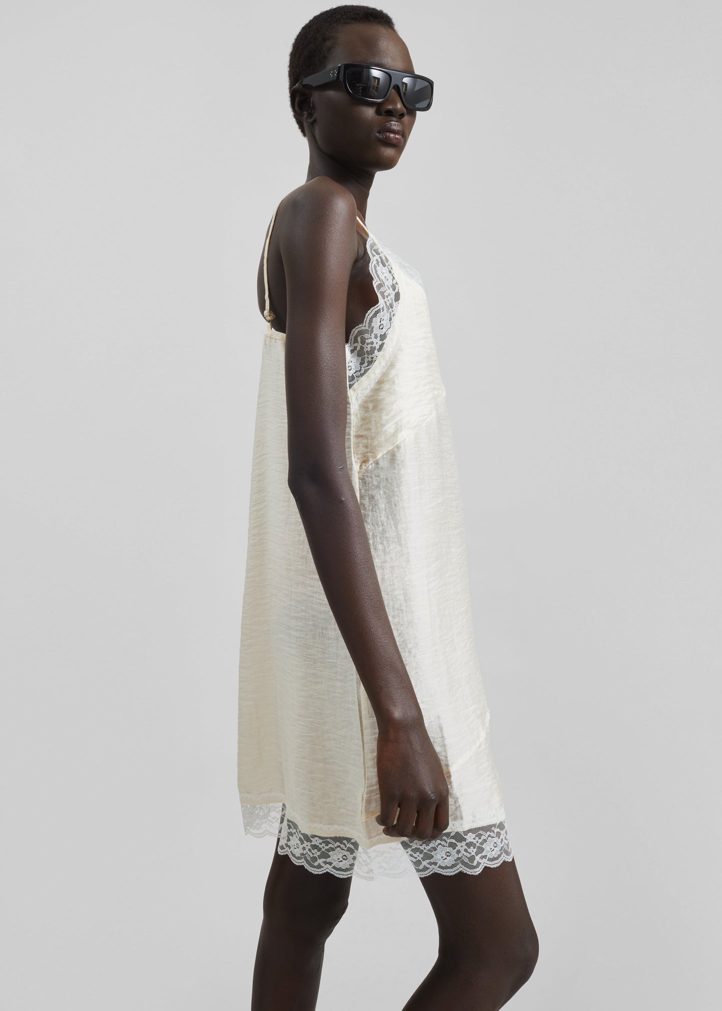 Elvina Lace Trim Slip Dress - Cream