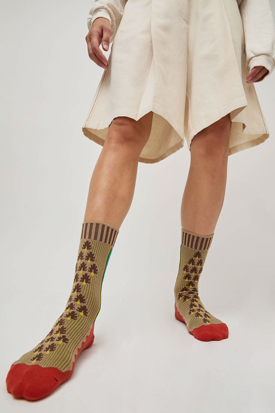 Exquisite J Graphic Socks in Khaki