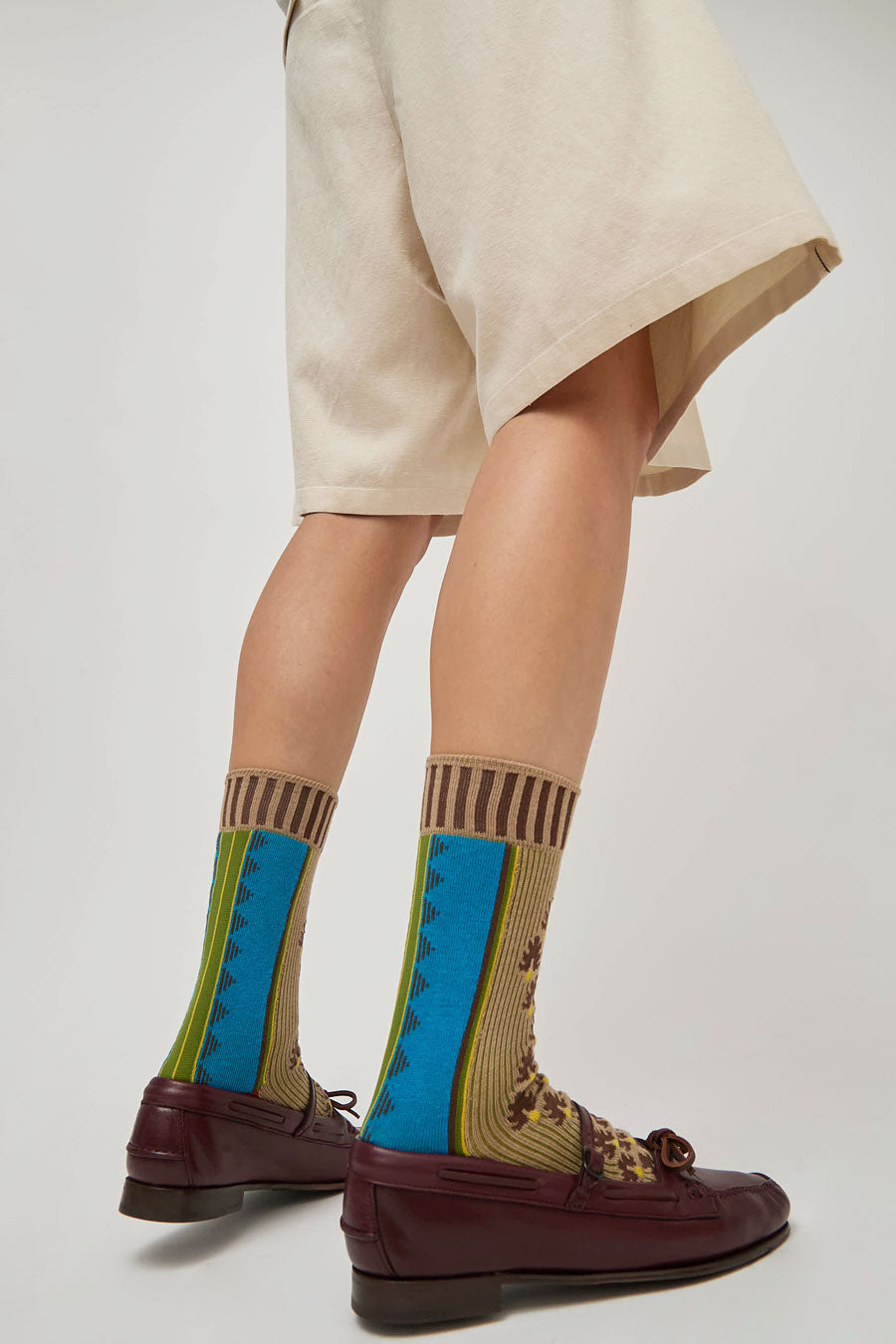 Exquisite J Graphic Socks in Khaki