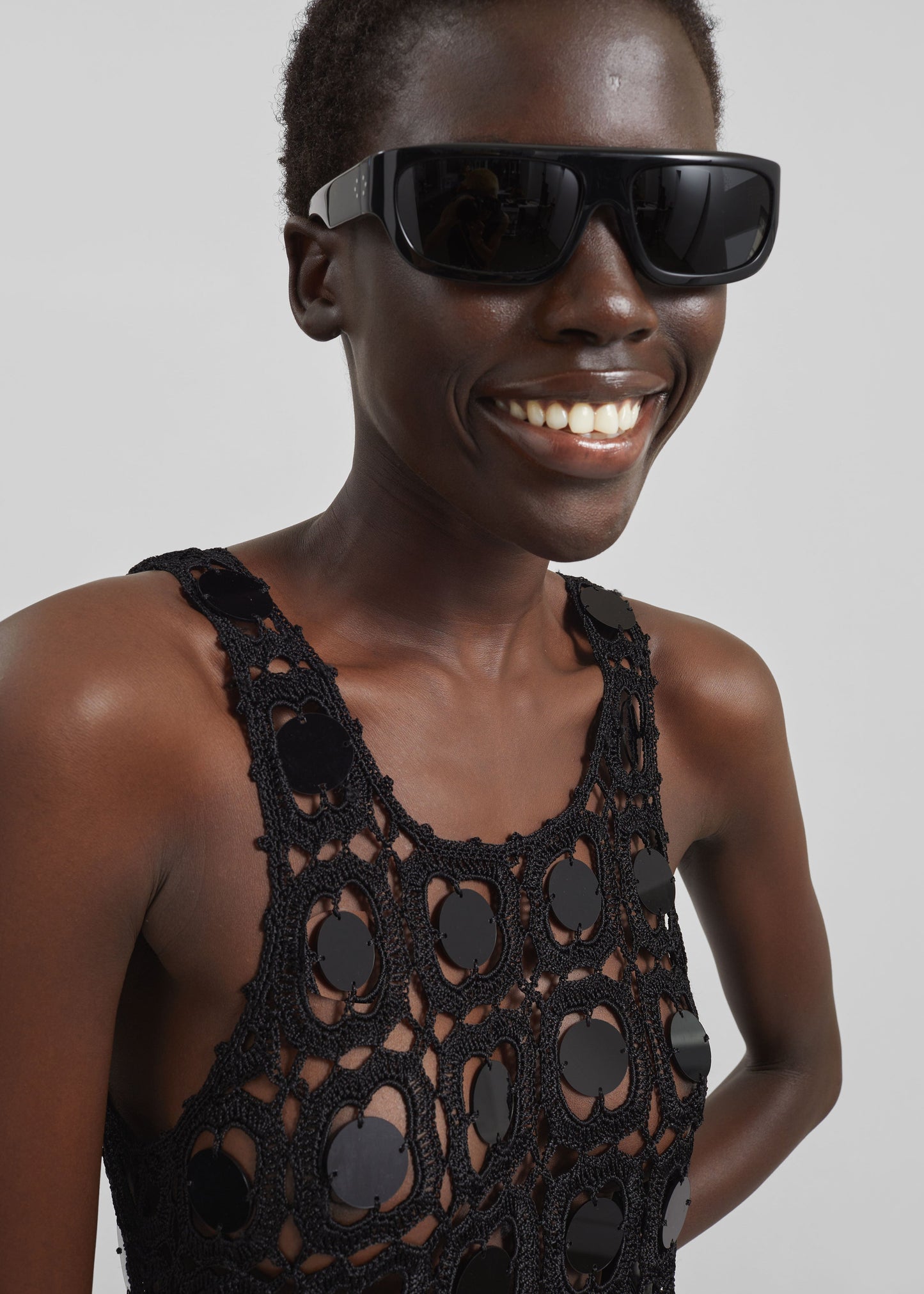 Hamina Mirror Crochet Dress - Black