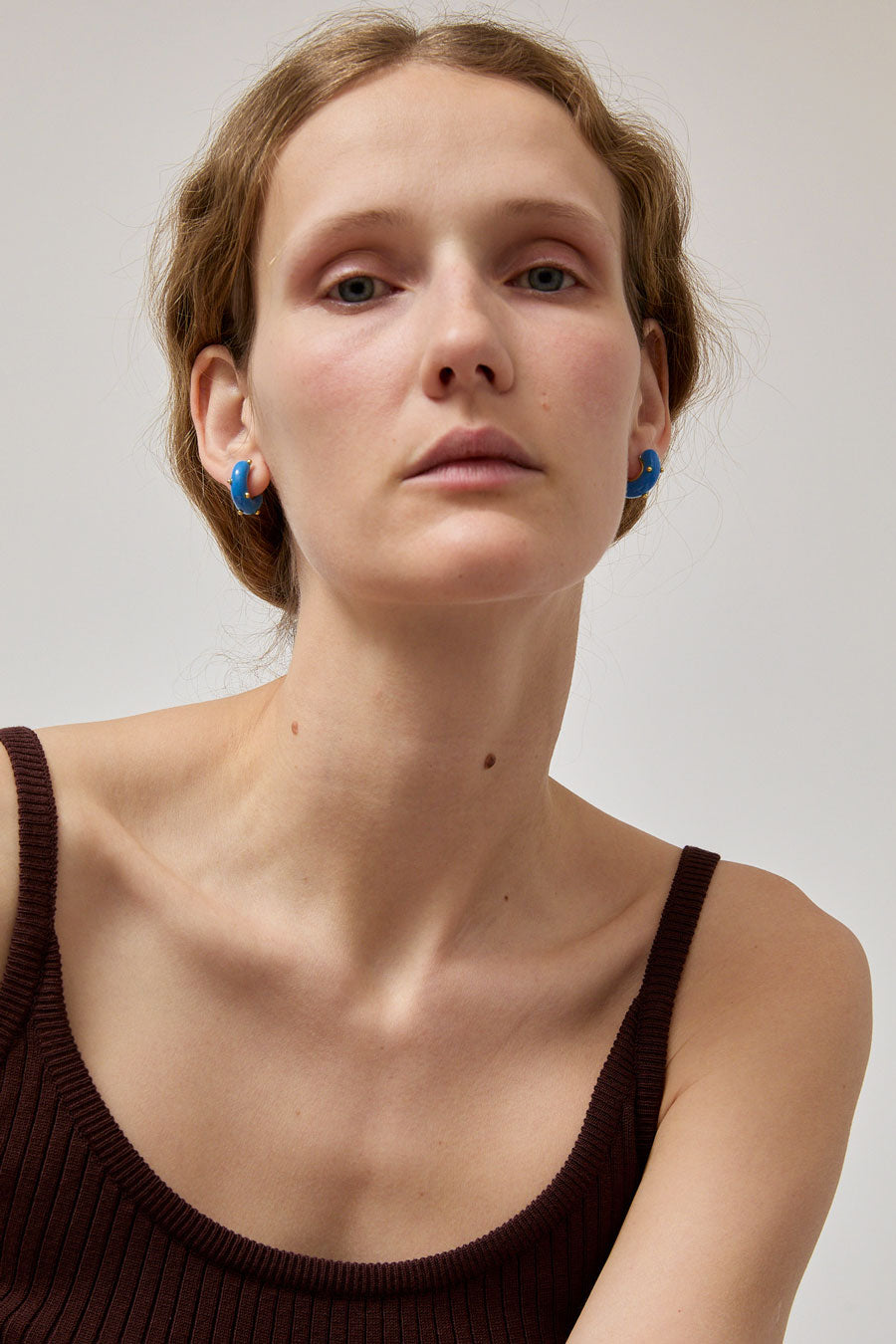Hannayoo Works Mini Moons Earrings in Bright Blue