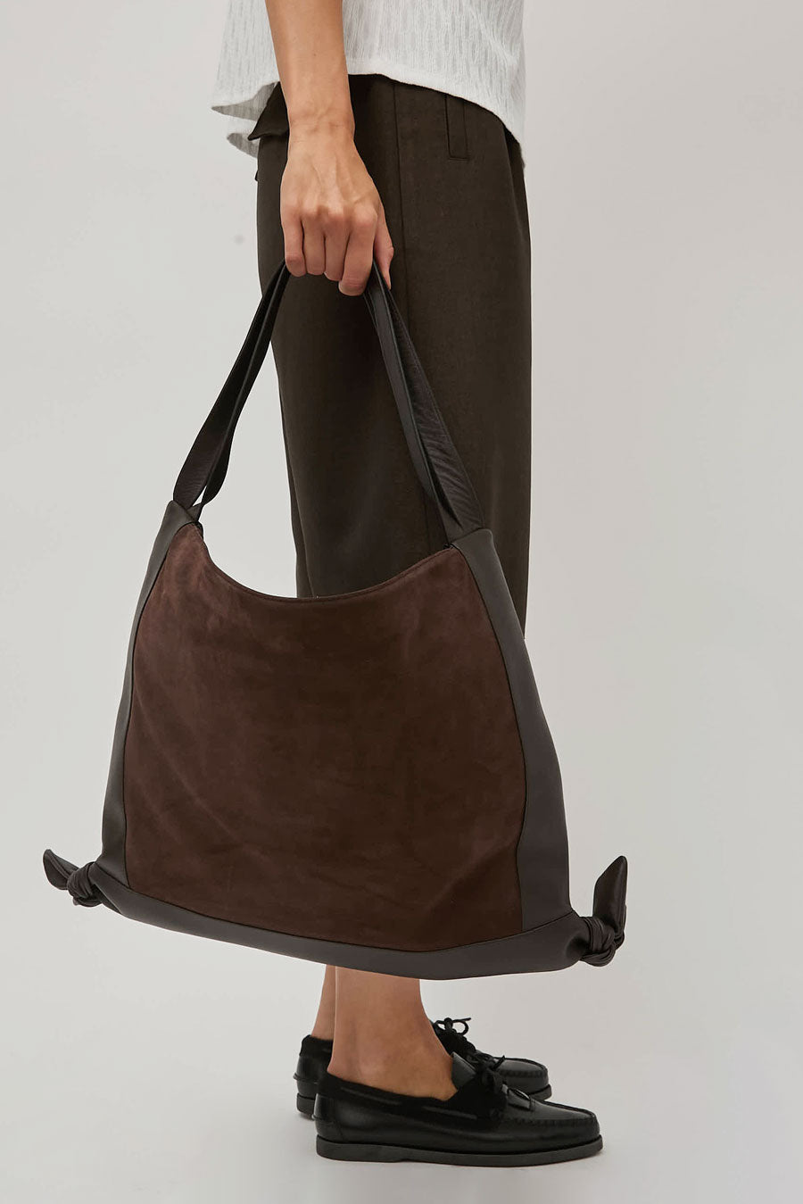 Hereu Cador Suede Bag in Dark Brown