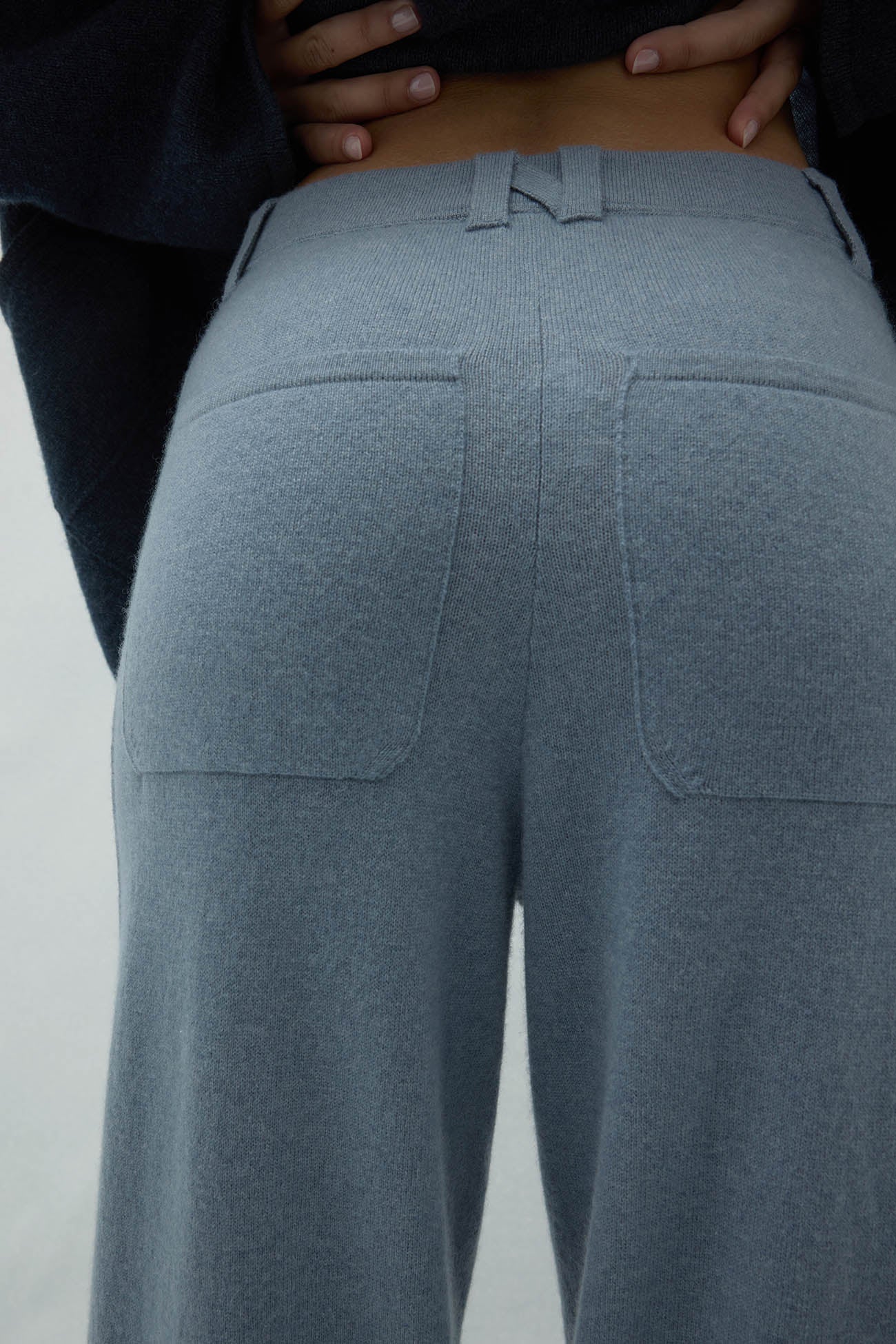NAPLES DENIM CASHMERE WIDE LEG PANTS