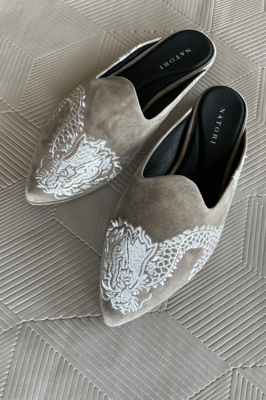 Image Suede Dragon Embroidery Slide